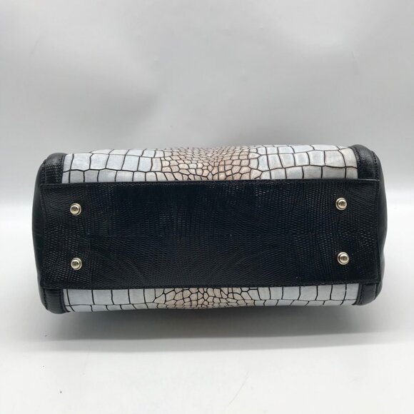 Brahmin Black And Gray Croc Embossed Leather Anywhere Satchel - Picture 5 of 10